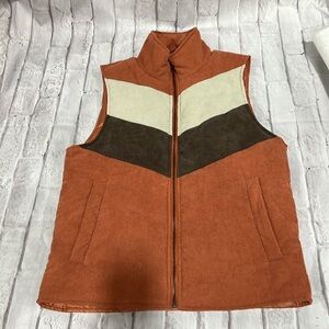 Vintage orange and brown corduroy vest size Small
